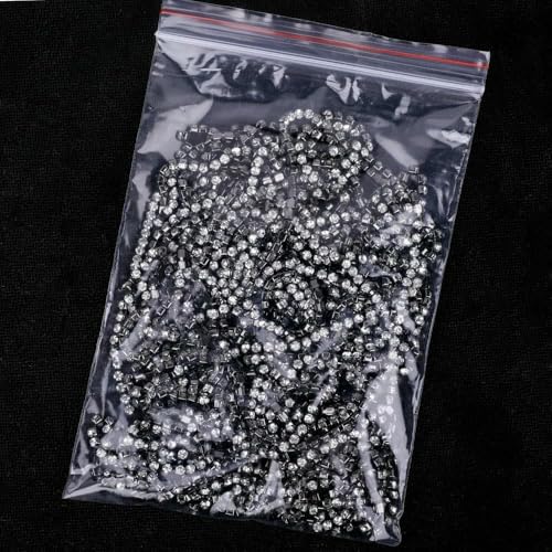 1/5 Yard SS6-SS18 (1,5 mm - 4,5 mm) Silber/Gold Rot Basis Kristall Strass Kette Nähen Glas Strass Cup Kette-Gun-Schwarz Kristall-SS12 (3,0 mm)-5 Yards Pack von DEFRTG