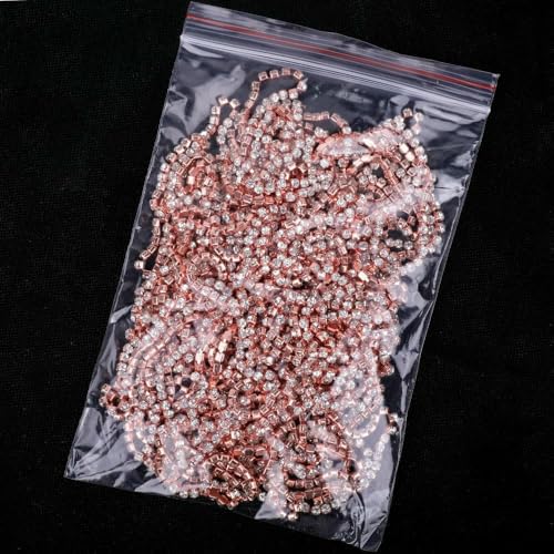 1/5 Yard SS6-SS18 (1,5 mm - 4,5 mm) Silber/Gold Rot Basis Kristall Strass Kette Nähen Glas Strass Cup Kette-Roségold Kristall-SS8 (2,5 mm)-1 Yard Packung von DEFRTG