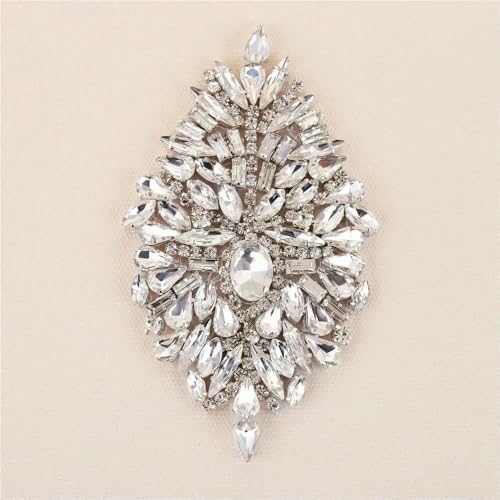 1 Stück AB Splitter Kristall Strass Applikation Schweißen Blumen Patch Aufnäher auf Brautkleid Ärmel Zubehör Strass Applikation-FA-1061 Silber 1 Stück AB Splitter Kristall Strass Applikation Schweißen Blumen Patch Aufnäher auf Brautkleid Ärmel Zubehör Strass Applikation-FA-1061 Silber von DEFRTG