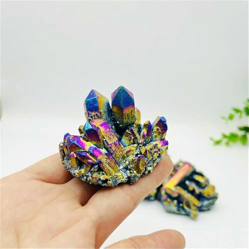 1 Stück natürlicher Quarzkristall, Regenbogen-Titan-Cluster-Punkt, seltene Heimdekoration, Handwerk, Reiki-Stein, kann heilende Probe, Mineral, 1 Stück, 30–50 g 1 Stück natürlicher Quarzkristall, Regenbogen-Titan-Cluster-Punkt, seltene Heimdekoration, Handwerk, Reiki-Stein, kann heilende Probe, Mineral, 1 Stück, 30–50 g von DEFRTG