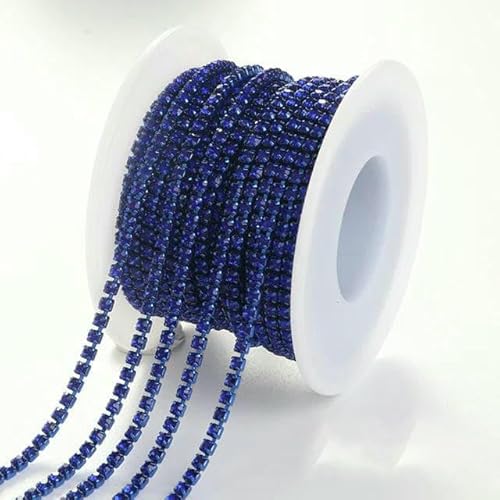 1 Yard 10 Farben Krallen-Strass SS6 SS8 Kristallquaste DIY Kleidung Ohrring Zubehör Perlen Diamant Strass Kette-Capriblau-SS6 2mm-10 Yard von DEFRTG