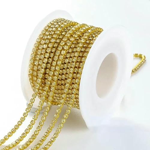 1 Yard 10 Farben Krallen-Strass SS6 SS8 Kristallquaste DIY Kleidung Ohrring Zubehör Perlen Diamant Strass Kette-Jonquil-SS12 3,0 mm-5 Yard von DEFRTG
