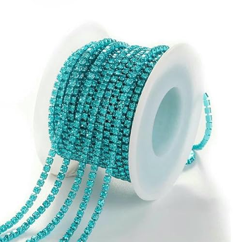 1 Yard 10 Farben Krallen-Strass SS6 SS8 Kristallquaste DIY Kleidung Ohrring Zubehör Perlen Diamant-Strasskette-Aquamarin-SS6 2mm-10 Yard von DEFRTG