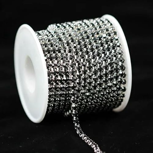 1 Yard 10 Yards/Rolle SS6-SS18 Glänzende Kristall-Strasskette zum Aufnähen und Aufkleben für Kleidung, Schmuck, Bekleidungszubehör, Zierketten, Tassenkette, Silberbasis, Schwarz, SS14, 3,5 mm, 10 Ya 1 Yard 10 Yards/Rolle SS6-SS18 Glänzende Kristall-Strasskette zum Aufnähen und Aufkleben für Kleidung, Schmuck, Bekleidungszubehör, Zierketten, Tassenkette, Silberbasis, Schwarz, SS14, 3,5 mm, 10 Ya von DEFRTG