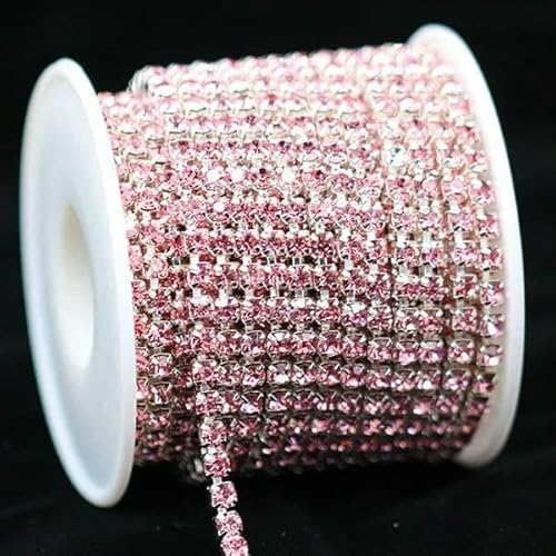 1 Yard 10 Yards/Rolle SS6-SS18 Glänzende Kristall-Strasskette zum Aufnähen und Aufkleben für Kleidung, Schmuck, Bekleidungszubehör, Zierketten, Tassenkette, silberne Basis, Hellrosa, SS12 – 3,0 mm, 1 Yard 10 Yards/Rolle SS6-SS18 Glänzende Kristall-Strasskette zum Aufnähen und Aufkleben für Kleidung, Schmuck, Bekleidungszubehör, Zierketten, Tassenkette, silberne Basis, Hellrosa, SS12 – 3,0 mm, von DEFRTG