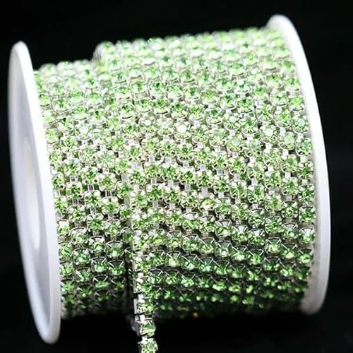 1 Yard 10 Yards/Rolle SS6-SS18 Glänzende Kristall-Strasskette zum Aufnähen und Aufkleben für Kleidung, Schmuck, Bekleidungszubehör, Zierketten, Tassenkette, silberne Basis, hellgrün, SS16, 4,0 mm, 1 1 Yard 10 Yards/Rolle SS6-SS18 Glänzende Kristall-Strasskette zum Aufnähen und Aufkleben für Kleidung, Schmuck, Bekleidungszubehör, Zierketten, Tassenkette, silberne Basis, hellgrün, SS16, 4,0 mm, 1 von DEFRTG