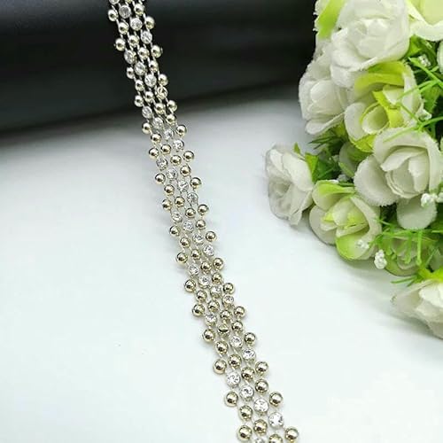 1 Yard Strass Kette Perle Kristall Kette Nähen auf Borten Hochzeit Kleid Kostüm Applikation #ZL01-25-14 von DEFRTG