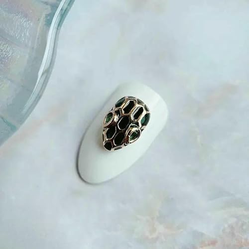 10 Stück Neujahr Schlange Gepard Kranz Zirkon Kristalle Metall Nägel Schmuck Dekorationen Nail Art Zubehör Charms Teile Zubehör-MG1317-4 von DEFRTG