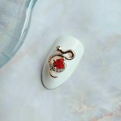 10 Stück Neujahr Schlange Gepard Kranz Zirkon Kristalle Metall Nägel Schmuck Dekorationen Nail Art Zubehör Charms Teile Zubehör-MG1320-3 von DEFRTG