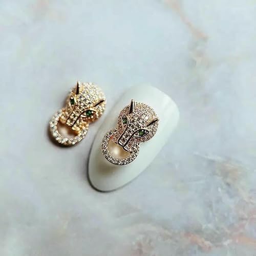 10 Stück Neujahr Schlange Gepard Kranz Zirkon Kristalle Metall Nägel Schmuck Dekorationen Nail Art Zubehör Charms Teile Zubehör-MG1326-1 von DEFRTG