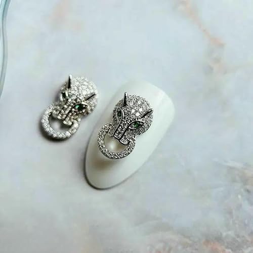10 Stück Neujahr Schlange Gepard Kranz Zirkon Kristalle Metall Nägel Schmuck Dekorationen Nail Art Zubehör Charms Teile Zubehör-MG1326-2 von DEFRTG