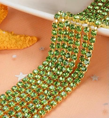 10 Yards DIY-Strasskette, dichter Goldboden, zum Nähen von Strasssteinen für Kleidung, Kunstdekoration, Hellgrün, SS6, 10 Yards 10 Yards DIY-Strasskette, dichter Goldboden, zum Nähen von Strasssteinen für Kleidung, Kunstdekoration, Hellgrün, SS6, 10 Yards von DEFRTG