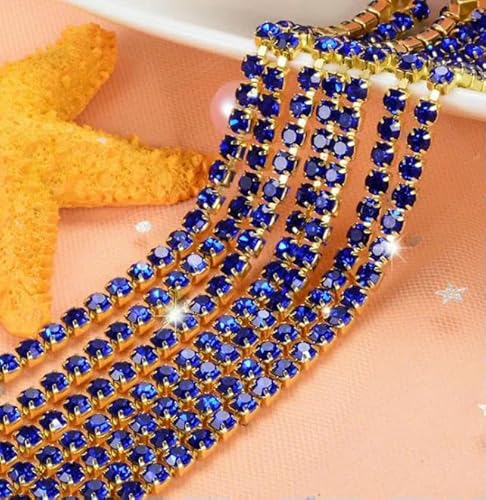 10 Yards DIY-Strasskette, dichter Goldboden, zum Nähen von Strasssteinen für Kleidung, Kunstdekoration, Marineblau, SS6, 10 Yards 10 Yards DIY-Strasskette, dichter Goldboden, zum Nähen von Strasssteinen für Kleidung, Kunstdekoration, Marineblau, SS6, 10 Yards von DEFRTG