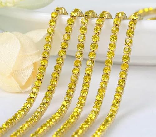 10 Yards DIY-Strasskette, dichter Goldboden, zum Nähen von Strasssteinen für Kleidung, Kunstdekoration, Zitronengelb, SS6, 10 Yards 10 Yards DIY-Strasskette, dichter Goldboden, zum Nähen von Strasssteinen für Kleidung, Kunstdekoration, Zitronengelb, SS6, 10 Yards von DEFRTG