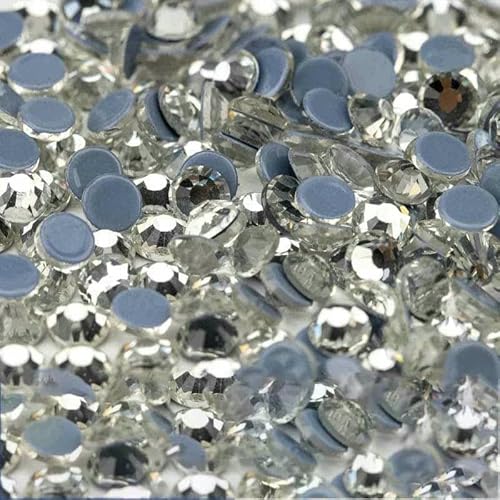 10.000 Stück Glaskristall-Hotfix-Strasssteine mit flacher Rückseite, Glitzer-Strasssteine für DIY-Stoffkleidung, 001 Kristall, SS20 – 10.000 (St von DEFRTG