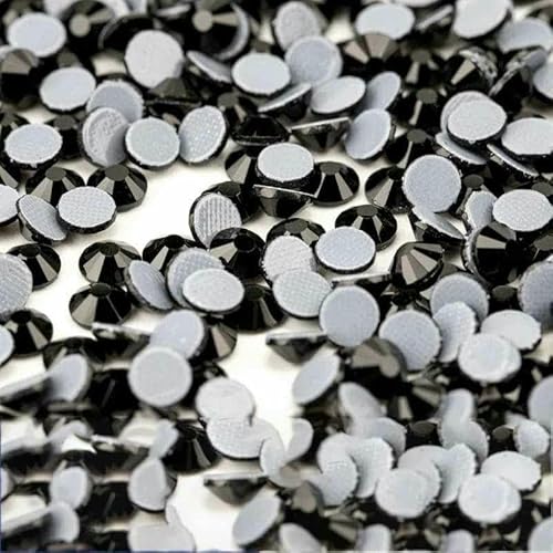 10.000 Stück Glaskristall-Hotfix-Strasssteine mit flacher Rückseite, Glitzer-Strasssteine für DIY-Stoffkleidung, 002 Jet-SS20 – 10.000 (Stück) von DEFRTG