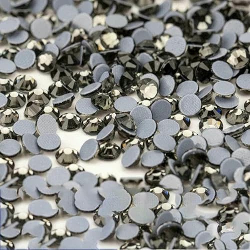10.000 Stück Glaskristall-Hotfix-Strasssteine mit flacher Rückseite, Glitzer-Strasssteine für DIY-Stoffkleidung, 003 Schwarzer Diamant, SS6 – 10 von DEFRTG