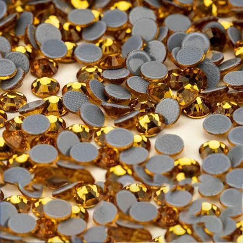 10.000 Stück Glaskristall-Hotfix-Strasssteine mit flacher Rückseite, Glitzer-Strasssteine für DIY-Stoffkleidung, 006 Topas, SS12 – 10.000 (Stück von DEFRTG