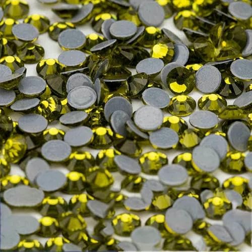 10.000 Stück Glaskristall-Hotfix-Strasssteine mit flacher Rückseite, Glitzer-Strasssteine für DIY-Stoffkleidung, 021 Olivine-SS6 – 10.000 (Stück von DEFRTG