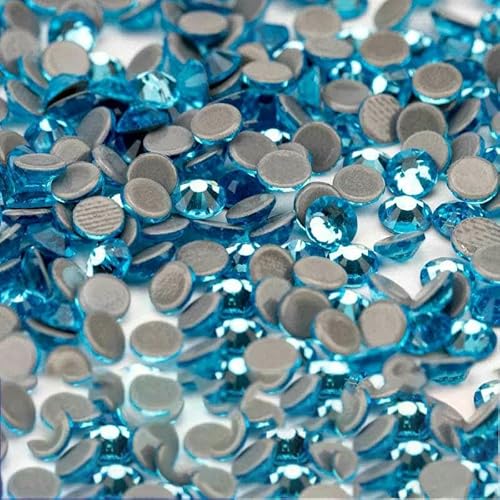 10.000 Stück Glaskristall-Hotfix-Strasssteine mit flacher Rückseite, Glitzer-Strasssteine für DIY-Stoffkleidung, 027 Aquamarin, SS10 – 10.000 (S von DEFRTG