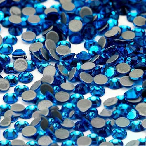 10.000 Stück Glaskristall-Hotfix-Strasssteine mit flacher Rückseite, Glitzer-Strasssteine für DIY-Stoffkleidung, 029 Capriblau, SS8 – 10.000 (St von DEFRTG