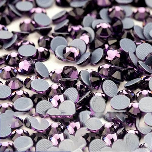10.000 Stück Glaskristall-Hotfix-Strasssteine mit flacher Rückseite, Glitzer-Strasssteine für DIY-Stoffkleidung, 035 Tansanit, SS12 – 10.000 (St von DEFRTG
