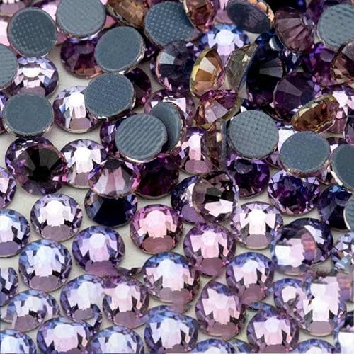 10.000 Stück Glaskristall-Hotfix-Strasssteine mit flacher Rückseite, Glitzer-Strasssteine für DIY-Stoffkleidung, 037 Engelviolett, SS10 – 10.000 von DEFRTG