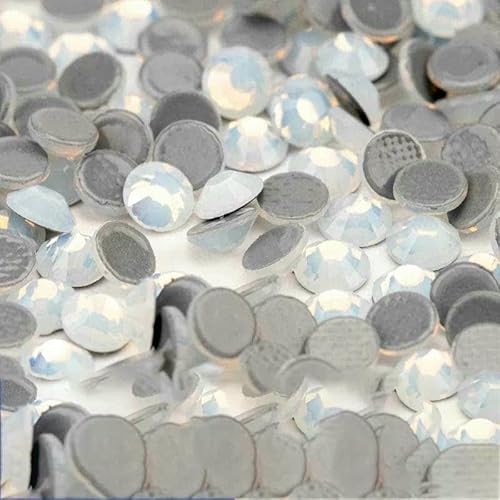 10.000 Stück Glaskristall-Hotfix-Strasssteine mit flacher Rückseite, Glitzer-Strasssteine für DIY-Stoffkleidung, 044 Weißopal, SS10 – 10.000 (St von DEFRTG