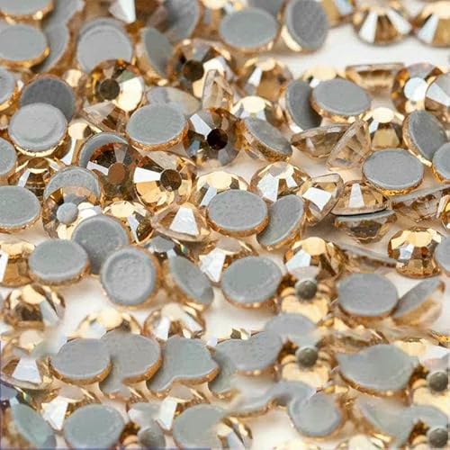 10.000 Stück Glaskristall-Hotfix-Strasssteine mit flacher Rückseite, Glitzer-Strasssteine für DIY-Stoffkleidung, 058 Golden Shadow, SS12 – 10.00 von DEFRTG