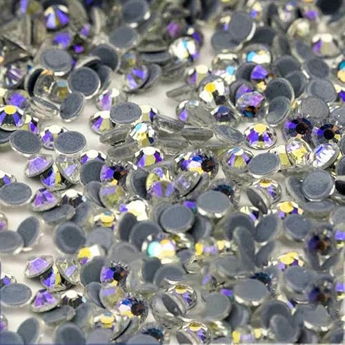10.000 Stück Glaskristall-Hotfix-Strasssteine mit flacher Rückseite, Glitzer-Strasssteine für DIY-Stoffkleidung, 061 Moon Shadow, SS12 – 10.000 von DEFRTG