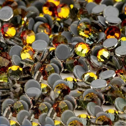 10.000 Stück Glaskristall-Hotfix-Strasssteine mit flacher Rückseite, Glitzer-Strasssteine für DIY-Stoffkleidung, 062 Vulkan, SS8 – 10.000 (Stück von DEFRTG