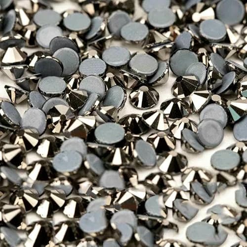 10.000 Stück Glaskristall-Hotfix-Strasssteine mit flacher Rückseite, Glitzer-Strasssteine für DIY-Stoffkleidung, 065 Hämatit, SS16 – 10.000 (Stü von DEFRTG