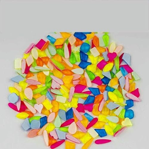 100/500 Stück Glaskristall-Strasssteine in gemischten Formen, flache Rückseite, Glitzer, glänzend, Nagelkunst, DIY-Dekorationszubehör, Neon-Mix, 100 Stück von DEFRTG