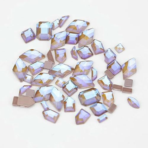 100/500 Stück Glaskristall-Strasssteine in gemischter Form, flache Rückseite, Glitzer, glänzend, Nagelkunst, DIY-Dekorationszubehör, Violett, 500 Stück von DEFRTG