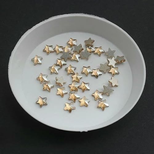 100/500 Stück Golden Champagne Boutique Flachboden-Strasssteine für Nagelkunst, Glaskristall, 3D-Nageldekoration, mehrere Formen – Champagner, 5 mm, 500 Stück von DEFRTG