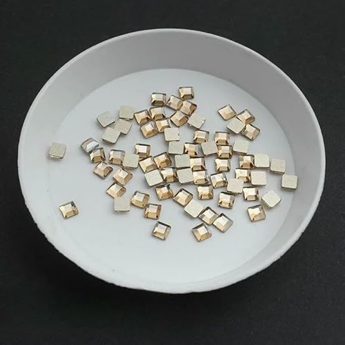 100/500 Stück Golden Champagne Boutique Nailart-Strasssteine mit flachem Boden, Glaskristall, 3D-Nageldekoration, mehrere Formen – Champagner 3,0 mm_b-500 Stück von DEFRTG