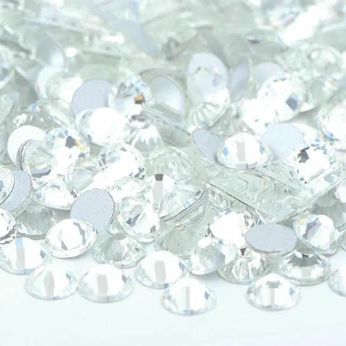 100 Brutto-Großpackung SS6 SS10 SS12 SS16 SS20 SS30 AB-farbige Glas-Strasssteine, nicht Hotfix, flache Rückseite, Strasssteine zum Selbermachen, Nagelsteine-01 Klar-SS20, 100 g, 14400 Stü von DEFRTG