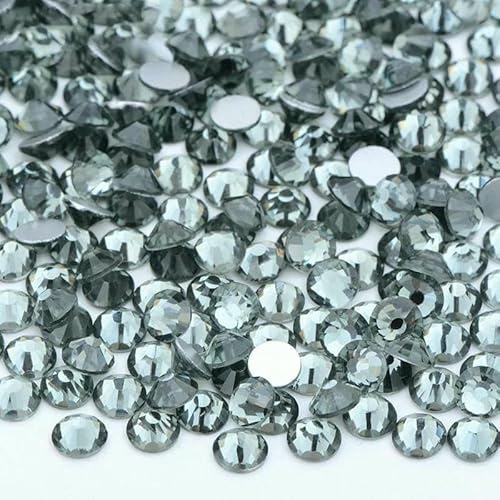 100 Brutto-Großpackung SS6 SS10 SS12 SS16 SS20 SS30 AB-farbige Glas-Strasssteine, nicht Hotfix, flache Rückseite, Strasssteine zum Selbermachen, Nagelsteine – 18 Schwarzer Diamant – SS2 von DEFRTG