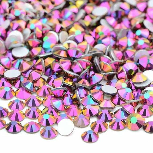 100 Brutto-Großpackung SS6 SS10 SS12 SS16 SS20 SS30 AB-farbige Glas-Strasssteine, nicht Hotfix, flache Rückseite, Strasssteine zum Selbermachen, Nagelsteine – 45 Metallic Roségold – SS2 von DEFRTG