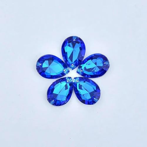 100 Stück 13 x 18 mm Nähen Roter Tropfen Strass Pointback Acryl Kristall Applikation Aufnäher Stein für Kleidung Kleid Dekoration-Dunkelblau von DEFRTG