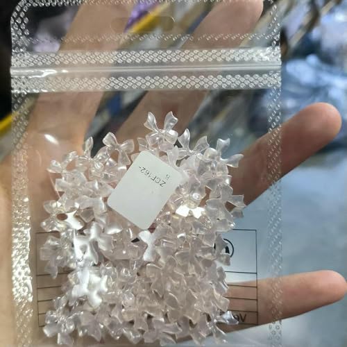 100 Stück 3D-Nagelanhänger mit rosa Perlglanzband, Kawaii-Harz, Schleife, Nagelkunst-Dekorationen, flache Rückseite, Schleife für DIY-Maniküre-Zubehör – ZCF162-6 100 Stück 3D-Nagelanhänger mit rosa Perlglanzband, Kawaii-Harz, Schleife, Nagelkunst-Dekorationen, flache Rückseite, Schleife für DIY-Maniküre-Zubehör – ZCF162-6 von DEFRTG