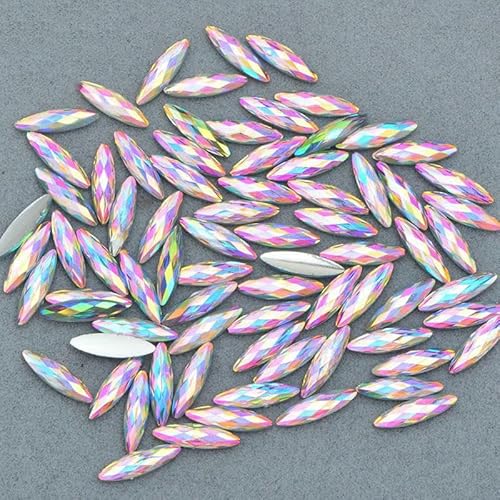 100 Stück 4 x 15 mm Crystal AB Nagel-Strasssteine, flache Rückseite, Strass, Kristall, Pferdeauge, Harzstein, Applikation, Gesicht, Nagelkunst-Dekoration, Crystal AB 100 Stück 4 x 15 mm Crystal AB Nagel-Strasssteine, flache Rückseite, Strass, Kristall, Pferdeauge, Harzstein, Applikation, Gesicht, Nagelkunst-Dekoration, Crystal AB von DEFRTG