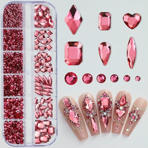 12 Gitter Nail Art Flatback Schwarze Kristall-Strasssteine Perlen Luxus-Nagel-Charms 3D-Glitzer Nicht-Hotfix-Diamant-Edelsteine für Maniküre-PH192-5 von DEFRTG
