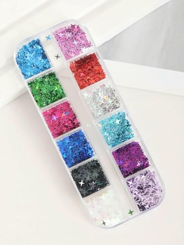 12 Gitter gemischte vierzackige Sterndesign-Nagelglitzer, holografische Glitzer-Pailletten, Nagelpflaster, DIY-Nagelkunst-Dekoration, 12se sijiaoxing 12 Gitter gemischte vierzackige Sterndesign-Nagelglitzer, holografische Glitzer-Pailletten, Nagelpflaster, DIY-Nagelkunst-Dekoration, 12se sijiaoxing von DEFRTG
