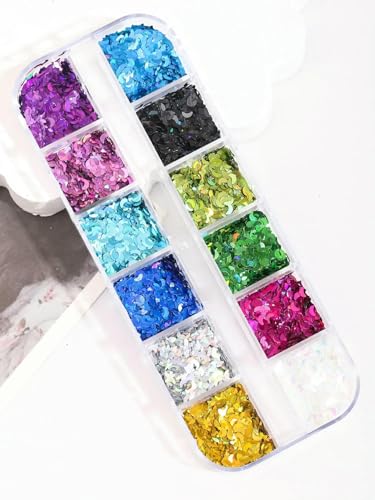 12 Gitter gemischte vierzackige Sterndesign-Nagelglitzer, holografische Glitzer-Pailletten, Nagelpflaster, DIY-Nagelkunst-Dekoration-12se yueliang 12 Gitter gemischte vierzackige Sterndesign-Nagelglitzer, holografische Glitzer-Pailletten, Nagelpflaster, DIY-Nagelkunst-Dekoration-12se yueliang von DEFRTG