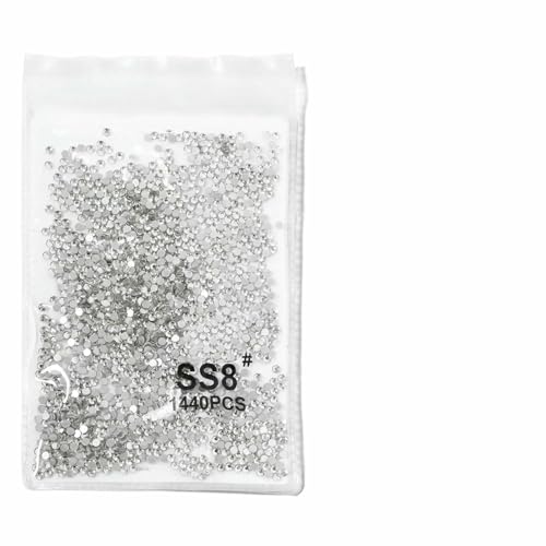 1440 Stück Klar/AB SS3-SS16 Nagel-Strasssteine, funkelnde Glasdiamanten, rund, flache Rückseite, Mini-Strasssteine, Nagel-Edelsteine, Maniküre-Zubehör-ZD015-SS8 von DEFRTG