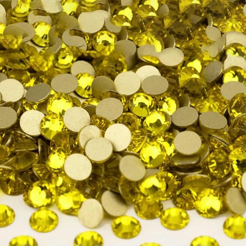 1440 Stück SS4–SS20 Glas-Strasssteine, Kristallgold, flache Rückseite, Strasssteine für Nagelkunst, Basteln, DIY-Dekorationen-005 Citrin-SS6 – 1440 Stück von DEFRTG