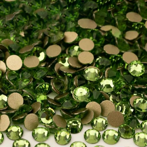 1440 Stück SS4–SS20 Glas-Strasssteine, Kristallgold, flache Rückseite, Strasssteine für Nagelkunst, Basteln, DIY-Dekorationen – 019 Peridot – SS20 – 1440 Stück von DEFRTG