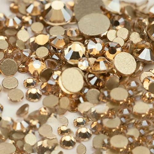 1440 Stück SS4–SS20 Glaskristall-Strasssteine ohne Hotfix, goldfarbene flache Rückseite, Glitzersteine für Nagelkunst, Zubehör, DIY-Dekoration, 058 Golden Shadow, SS12 – 1440 Stück 1440 Stück SS4–SS20 Glaskristall-Strasssteine ohne Hotfix, goldfarbene flache Rückseite, Glitzersteine für Nagelkunst, Zubehör, DIY-Dekoration, 058 Golden Shadow, SS12 – 1440 Stück von DEFRTG