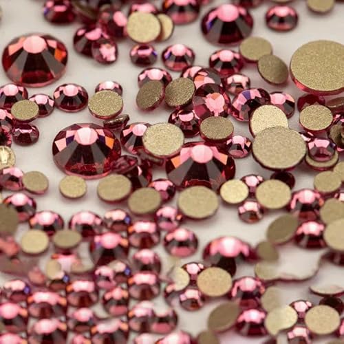 1440 Stück SS4–SS20 Glaskristall-Strasssteine ohne Hotfix, goldfarbene flache Rückseite, Glitzersteine für Nagelkunst-Zubehör, DIY-Dekoration, 041 Rose, SS10 – 1440 Stück 1440 Stück SS4–SS20 Glaskristall-Strasssteine ohne Hotfix, goldfarbene flache Rückseite, Glitzersteine für Nagelkunst-Zubehör, DIY-Dekoration, 041 Rose, SS10 – 1440 Stück von DEFRTG